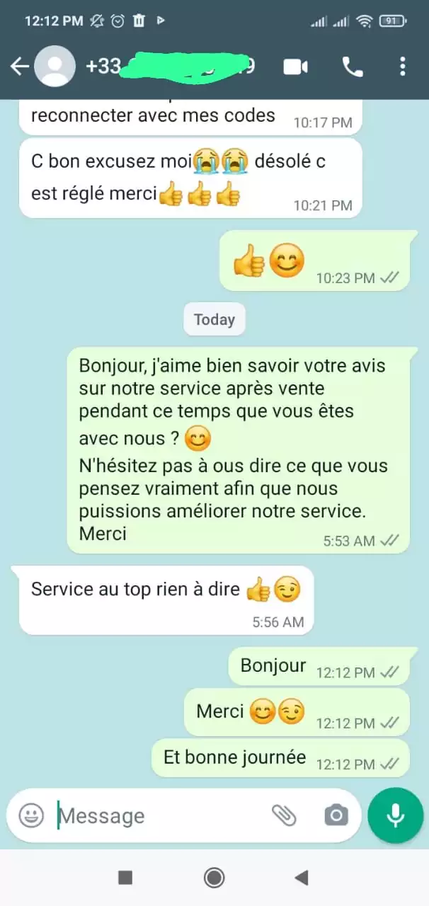 Avis client Premier IPTV — témoignage WhatsApp